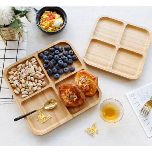Bamboo tray household Japanese dried fruit tray bread bamboo tray Nordic snack tray creative tea tray non-wood tray