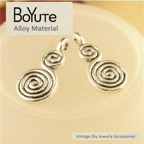 BoYuTe (100 Pieces/Lot) 8*18MM Antique Silver Plated Zinc Alloy Materials Fashion Vortex Charms for Jewelry Making Diy Handmade