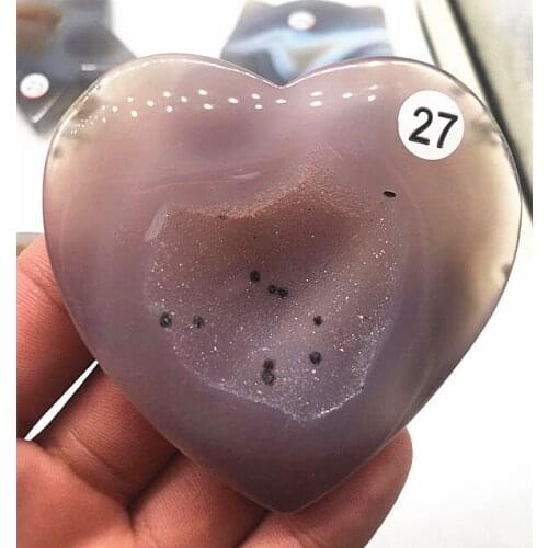 Brazil natural quartz crystal agate crystal cave carving cat face.Heart type Christmas gift
