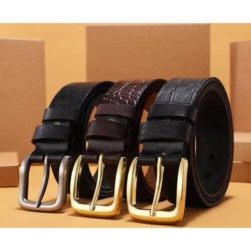 Brand Mens Belt Mens Leather Calfskin Belt Luxury Business Pin Buckle Retro First Layer Cowhide Belt Jeans Belt Free Shipping