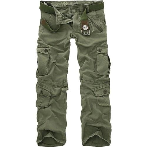 QNPQYX New Fashion Military Cargo Pants Men Loose Baggy Tactical Trousers Oustdoor Casual Cotton Cargo Pants Men Multi Pockets