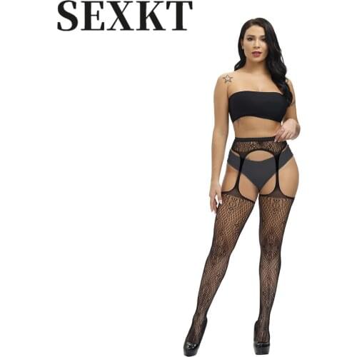 Sling One-Piece Perspective Open Non-Slip Lace Mesh Stockings Jacquard Stockings Bottoming Long Hollow Sexy Stockings Pantyhose