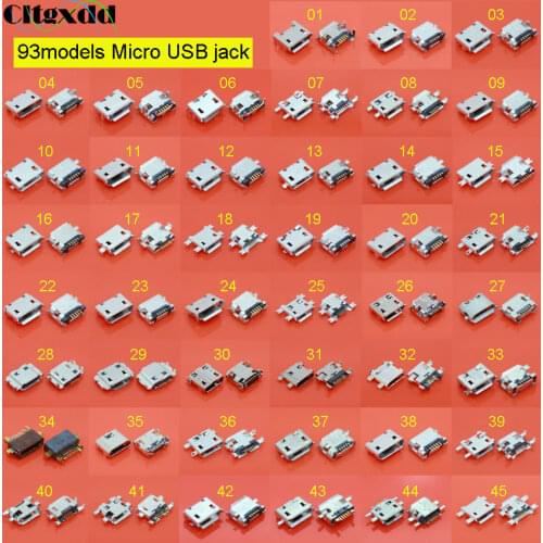 Cltgxdd 93models Micro USB jack socket connector for Samsung Xiaomi Redmi Lenovo Huawei Moto ASUS Sony HP HTC ZTE OPPO Meizu etc