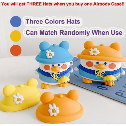 Flower Hats Backpack Duck Earpods Case for Airpods Pro 3D Kawaii Cartoon Bluetooth Wireless Earphone Cover for Airpods 1 2 3 Box