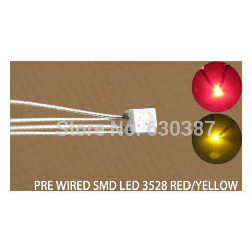 DT3528RY 20pc Pre-soldered litz wired leads Bi-color RED/YELLOW SMD Led 3528 NEW
