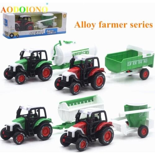 4 Styles Alloy Farmer Tractor Car Model Toy Engineering Vehicle Toy Pull Back Farm Water Can Seeder Trailer Children Play Toys