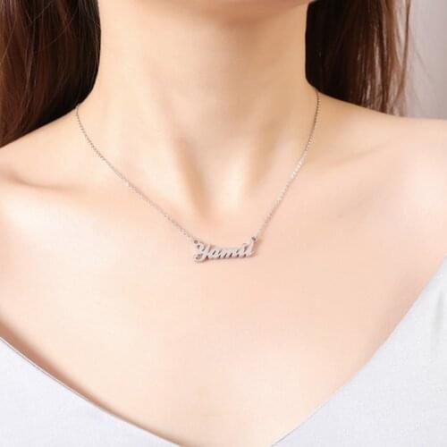 Customized Fashion Stainless Steel Name Necklaces Personalized Letter Gold Color Choker Necklace Pendant Nameplate Gift