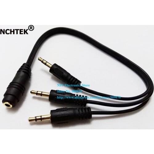 NCHTEK 1/8" 3.5mm Stereo Female to Three 3.5MM Stereo Male Plug Audio Extension Connector Cable/Free Shipping/10PCS