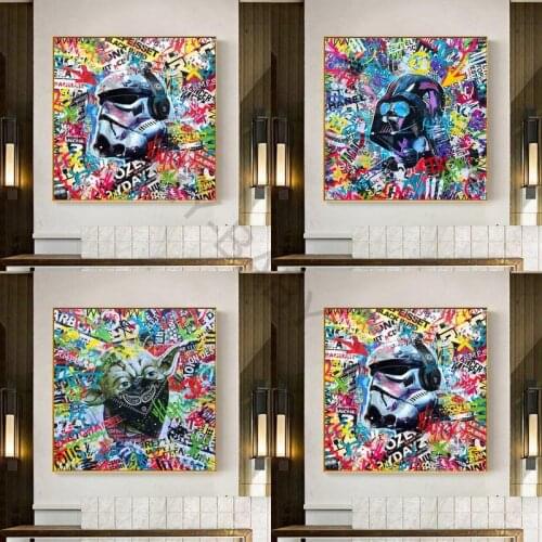 Disney Star Wars Graffiti Canvas Painting Movie Poster Wall Street Art Picture for Living Kid Room Home Decor Cuadros