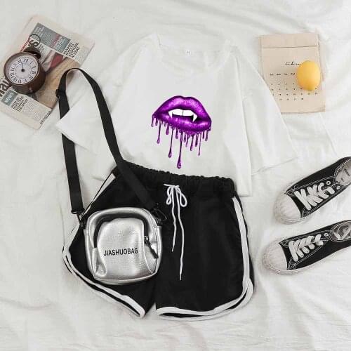 Lip Print Two Piece Set Pajama Set for Women Sleepwear Shorts Ladies Sleepwear Women Two Piece Kawaii Homewear Short Sleeve Suit