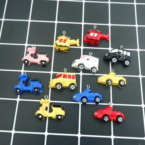 Kawaii Motorcycle Car Helicopter Charms Pendants for DIY bracelets necklace earring key chain Jewelry Making Flat back resin