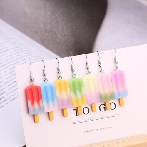 Cartoon Popsicle Earrings, Resin Ice Cream Earrings, Gradient Ice Cream Earrings, Fun Earrings, Friendship Jewelry
