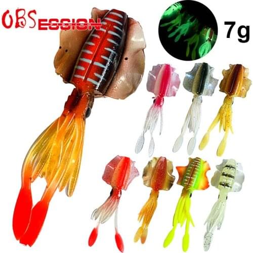 OBSESSION 7g 10cm Soft Bionic Squid Fishing Lure Luminous UV Glow Squid Jig Fishing Lures For Sea Fishing Wobbler Bait pesca mar