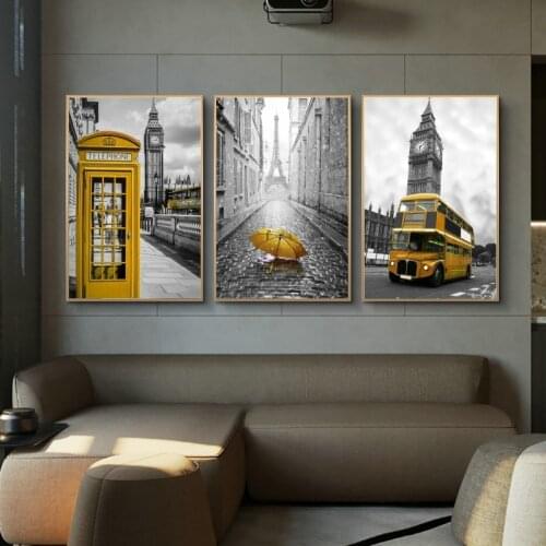Nordic Art Gig Ben Landscape Canvas Paintings on The Wall Art Posters and Prints Paris Tower Canvas Pictures for Living Room