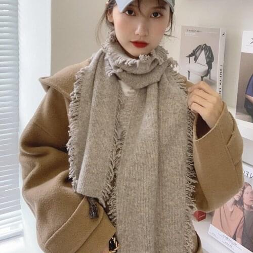 2011New 100% Wool Handmade Korean Style Scarf Soft Cashme Plain Scarves Shawl Simple Pashmina For Woman Chic Neck Warmer Classic