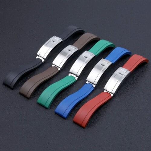 New 20mm Fluorine Rubber Waterproof Watchband For Rolex Strap Daytona Submariner Yacht-Master GMT OYSTERFLEX Bracelet