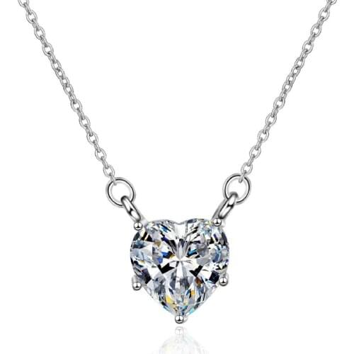 Heart Shape Necklace 925 Silver Jewelry with Zircon Gemstone Pendant Accessories for Women Wedding Bridal Party Gifts Wholesale