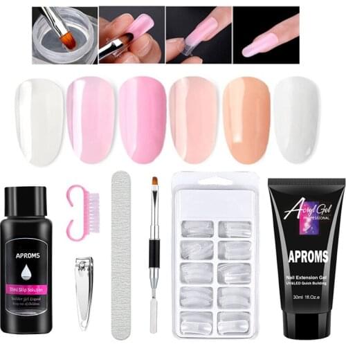 Poly Nail Gel 30ML UV Gel Nail Builder Nail Gel Set Acrylic Transparent Crystal Nail Extend Jelly Gel Polish Salon Nail Extender