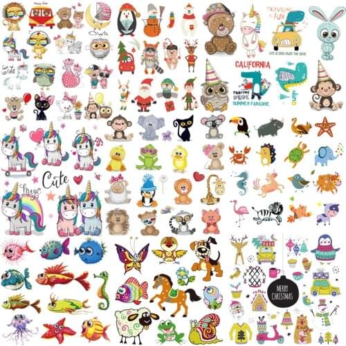 Prajna Cute Cat Iron On Heat Transfers Unicorn Patch For Clothing Girls Ironing Thermal Stickers On Clothes DIY Cartoon Applique