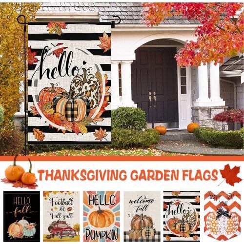 Thanksgiving Pumpkin Haunted House Holiday Banner Courtyard Garden Flag Thanksgiving Decor For Home Garden Creative Decoration