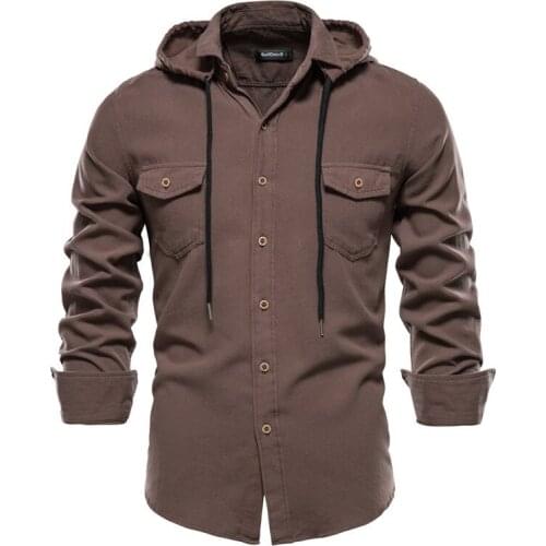 Oversized Shirt Spring Autumn Casual Mens Hooded Slim Long-sleeved Sports Mens Outdoor Cotton Hoodies Camisas De Hombre