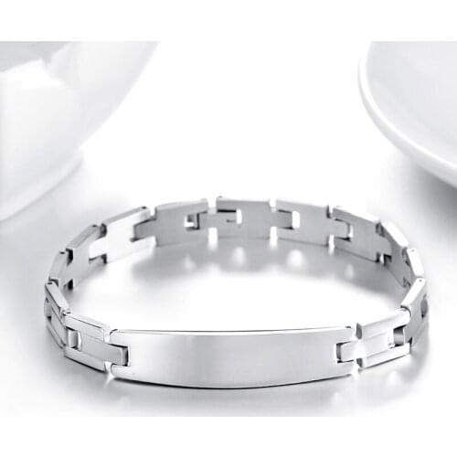 Silver Color High Quality Stainless Steel Bracelets Trendy Style Simple Design Bangles For Men