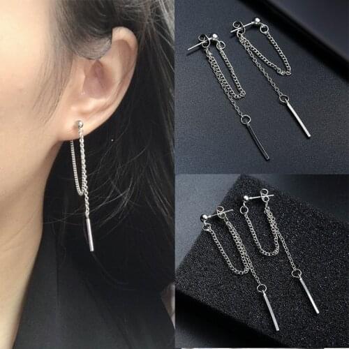 2020 New Fashion Tassel Chain Earrings For Women girl Punk Style metal Ear Cuff Clip Earrings jewelry wholesale