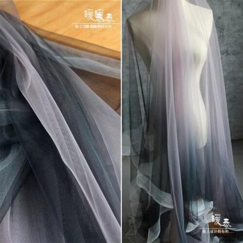 Mesh Tulle Fabric Black Pink Gradient DIY Sewing Scarf Veil Flower Background Decor Fluffy Skirt Wedding Dress Designer Fabric