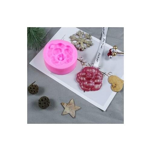 Silica Gel mold gypsum aromatherapy fondant chocolate baking hand soap decoration camellia with hole hanging sign DIY material