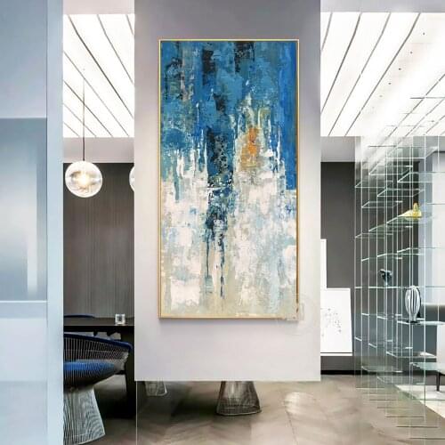 Paintings wall decor modern abstract oil painting on canvas blue decoration pictures living room wall decorative artwork