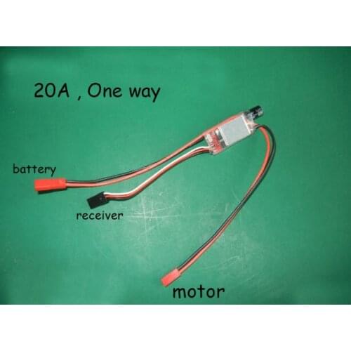 2-4S 20A One-way Brushed ESC Water Pump 260/370/380/390 Motor Speed Controller for RC Car/Boat Model/Cigarette Lighter