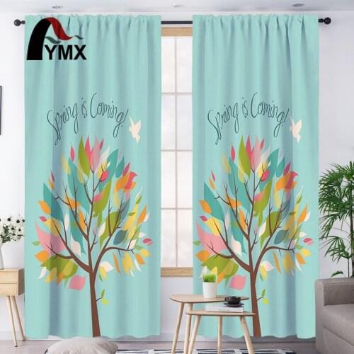 FYMX Colorful Tree Curtains Curtains Blackout Living Room For bedroom 3D Printed Light Blocking French Curtains Home Decor