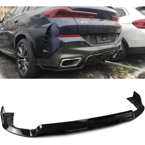 Rear Diffuser Lip For BMW X6 G06 2019 2020 2021 ABS Glossy Black Lower Back Bumper Splitter Chin Exhaust Bracket Trim