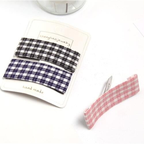 Plaid Print Square Shape Hair Clip Fashion Girl Women Simple ​BB Clip Sweet Geometric Barrette Solid Playful ​​Hair Accessories