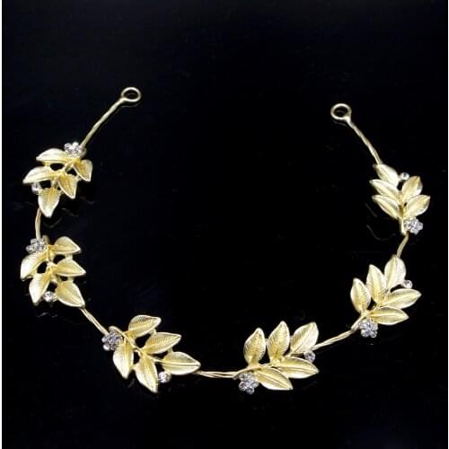 Hot Womens Leaf Headband Golden Color Rhinestone Inlaid Headband Simple Retro Style Hair Accessories Gift Hairband AIC88