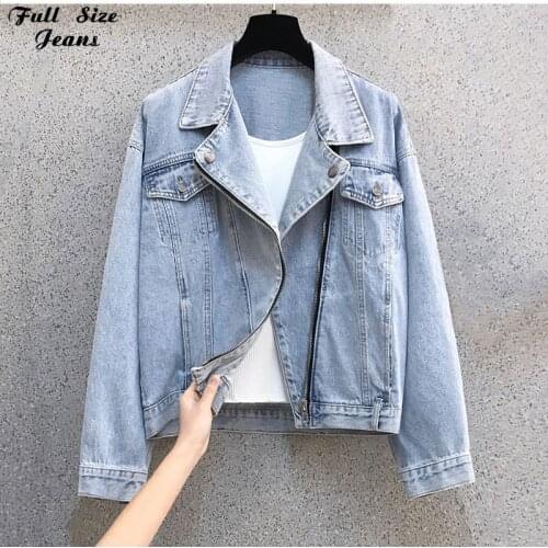 Plus Size Streetwear Boyfriend Zipper Bomber Biker Jeans Jackets 4XL Big Breast Women Motorcycle Denim Coats Jean Jacket Outwear