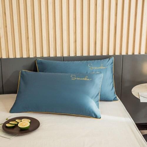 1 Pair 48*74cm Embroidered Satin pillowcase Summer Cool Ice Silk Pillowcase Bedroom Luxury Smooth simulation silk Pillow Cover