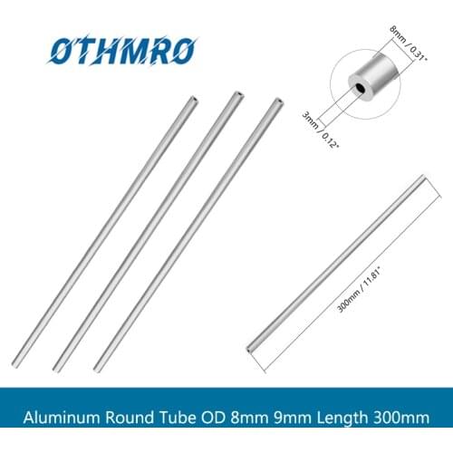 1Pcs 6063 Aluminum Round Tube OD 8mm 9mm Seamless Straight Tubing Length 300mm for DIY Air Intake