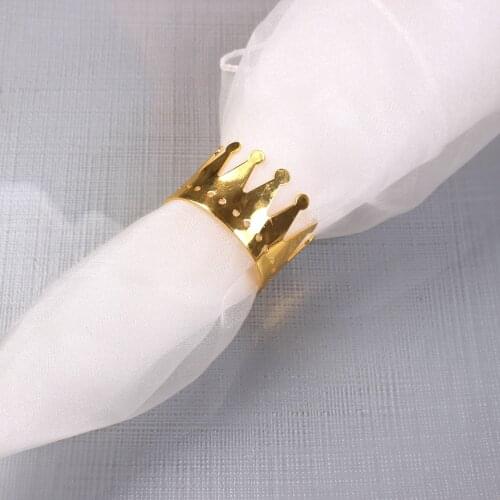 10pcs Glossy golden crown napkin buckle Western table decoration wedding table jewelry napkin ring
