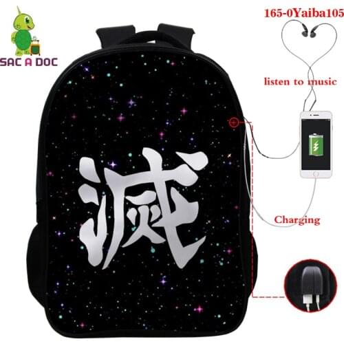 2021 Fashion Kimetsu No Yaiba School Bags for Teens Boys Girls 3D Anime Printing Primary Student Casual Latop Backpacks Mochila
