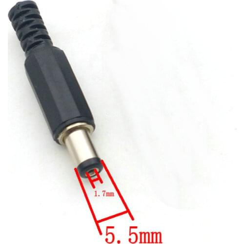 100pcs1.7mm x 5.5mm dc 5.5mm x 1.7mm DC Power Male Jack Adapter Plug Connector