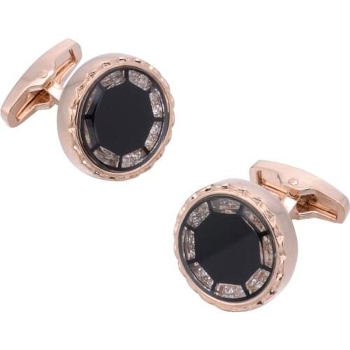 5pairs/lot Rosegold Round Crystal Cufflinks Business Wedding Shirt Cuff Links Mens Jewelry Gift Wholesale
