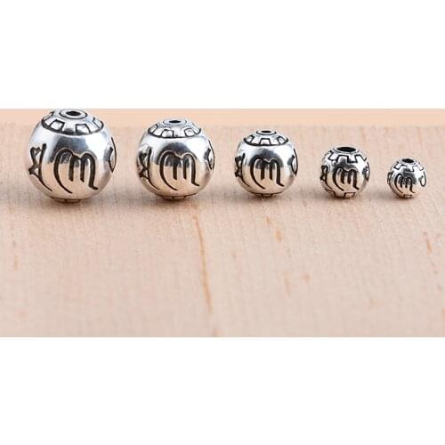 925 Silver Tibetan OM Mani Padme Hum Beads Buddhist Jewelry Beads for Jewelry Making