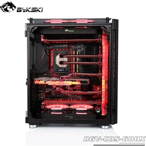 BYKSKI Acrylic Board Water Channel Solution use for CORSAIR 680X Computer Case for CPU and GPU Block / 3PIN RGB / Combo DDC Pump