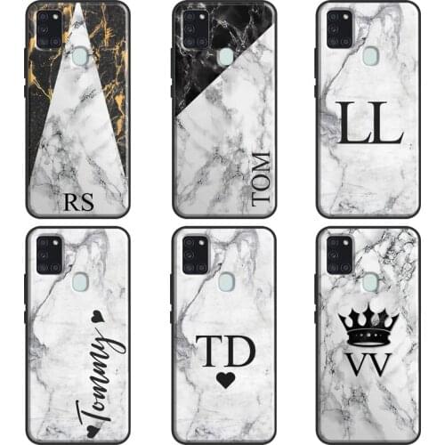 Personalised Name Initial Marble Case For Samsung Galaxy A11 A21S A20e M21 M31 A31 A51 A71 A10 A40 A50 A70 A01 Coque