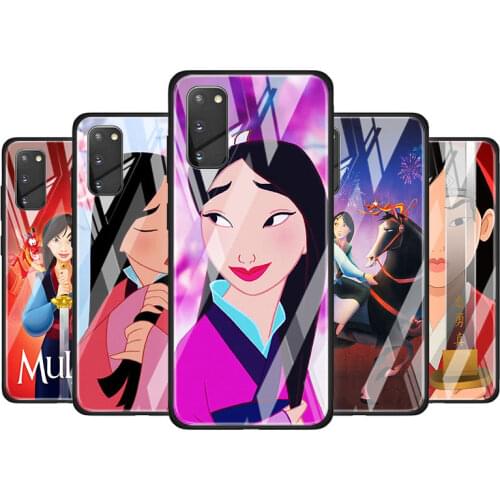 Disney Princess MuLan for Samsung Galaxy S20 FE Ultra Note 20 S10 Lite S9 S8 Plus Luxury Tempered Glass Phone Case Cover
