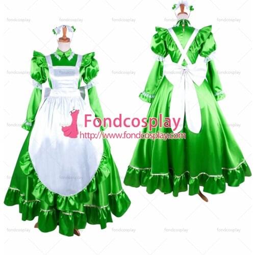 Satin Sissy maid dress lockable Uniform cosplay costume Tailor-made[G1483]