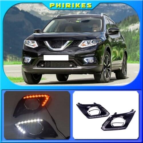 1Pair DRL For Nissan X-Trail Xtrail X trail 2014 2015 2016 Daytime Running Lights fog lamp cover headlight 12V