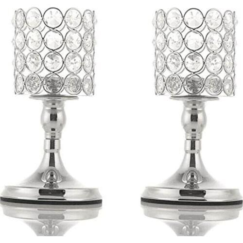 Elegant Pillar Tealight Candle Holders Crystal Candlesticks Table Stands Wedding Party Decoration For Home Housewarming Gifts