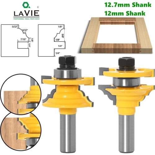 2pcs 12mm 1/2" Shank Woodwork Door Round Corner Rail & Stile Router Bit Tenon Milling Cutter for Wood Woodworking Tools